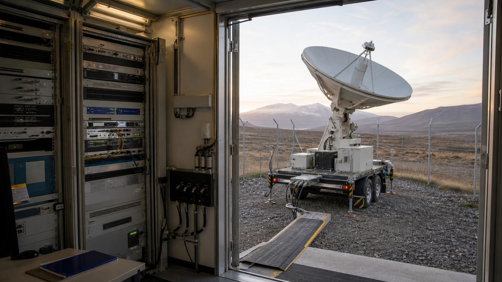 Representative transportable S-band and X-band ground-access node in RF-off survey mode